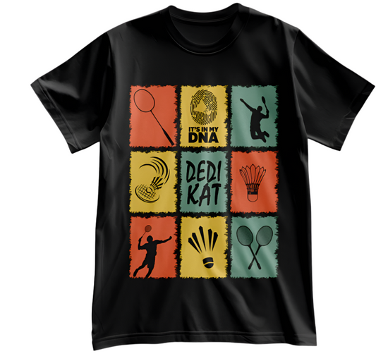 Black T-Shirt with Dedikat Badminton Print