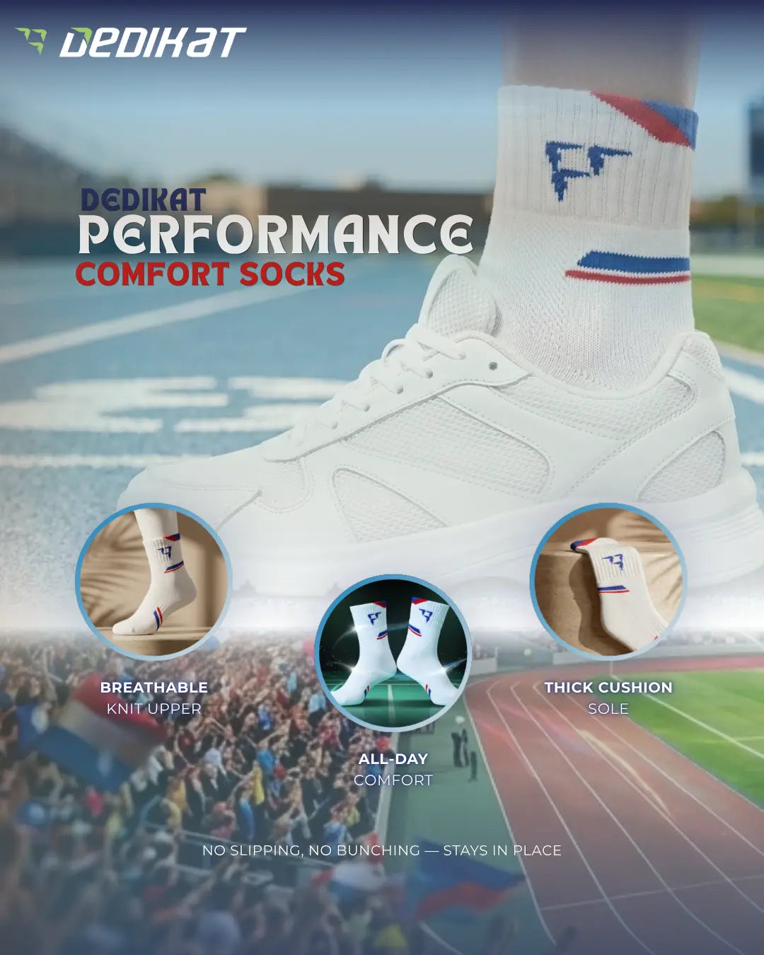 Dedikat Performance Crew Socks – Badminton Socks | Athletic Socks UAE