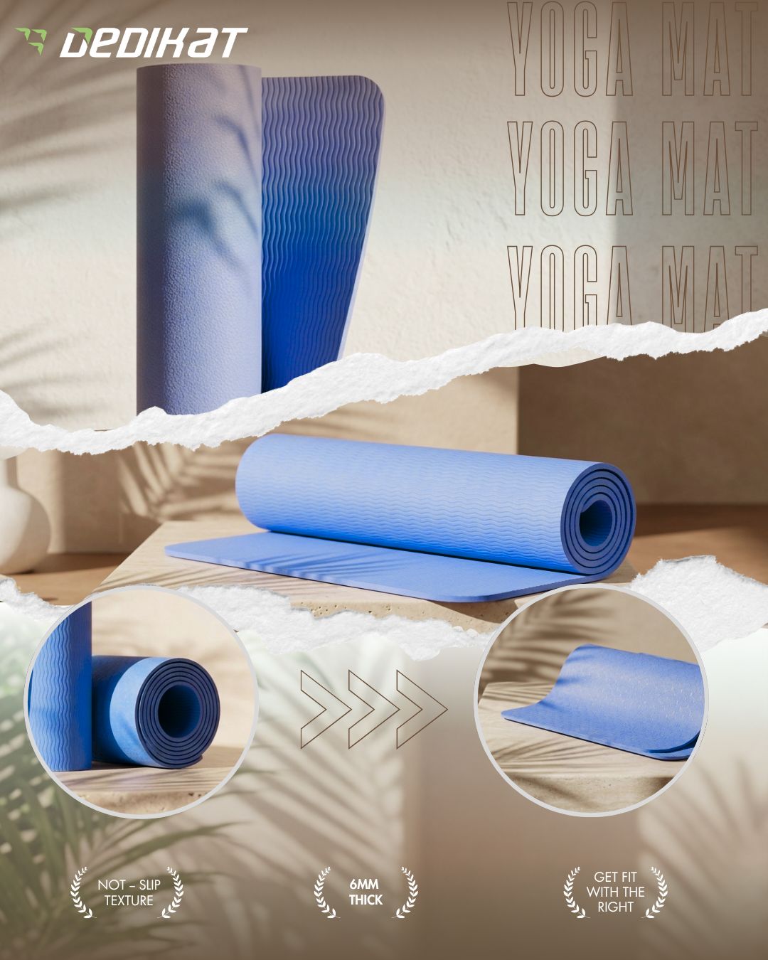 Dedikat Premium TPE Yoga Mat for Home Workout & Fitness