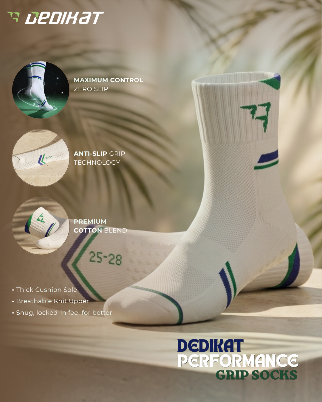 Dedikat Grip Performance Socks – Anti Slip Sports Socks | Badminton Grip Socks UAE